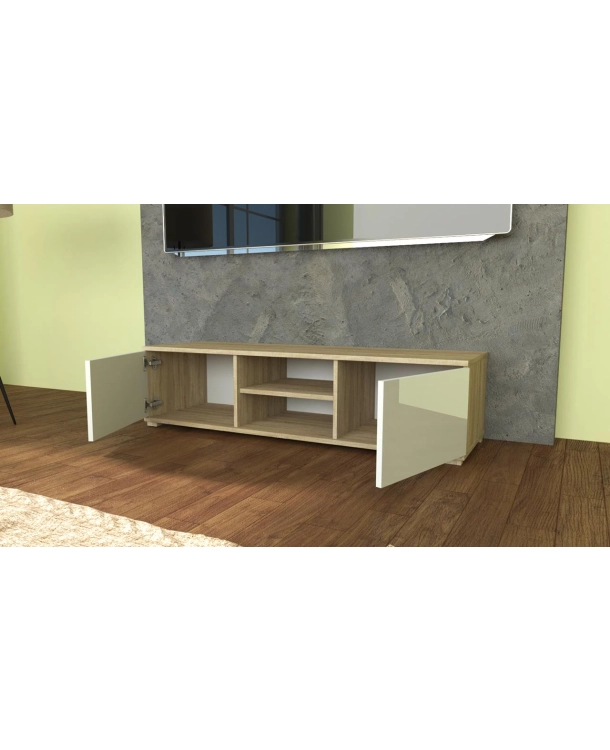 Szafka RTV 120  DĄB SONOMA / BIAŁY POŁYSK